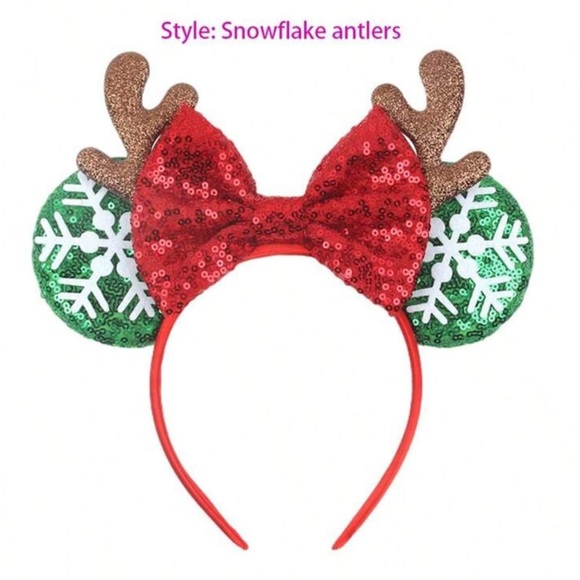 Accessories - Reindeer Snowflake Sequins Mouse Ears Minnie Mickey Disney Christmas Holiday